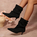Bottines Plissées Femme Aspect Daim, Bout Pointu, vue 8