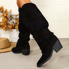 Bottes Hautes Femme Tombantes, Aspect Daim, Bout Pointu, vue 6