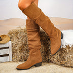 Bottes Hautes Femme Froncées, Aspect Daim, Revers, 5 Coloris, vue 9