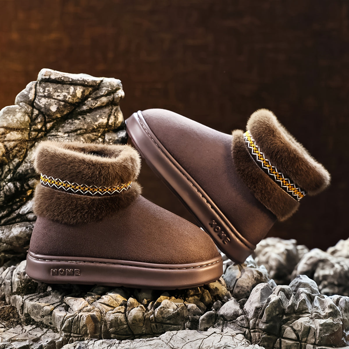 Bottes Fourrées Femme, Tissu Effet Daim, vue 4