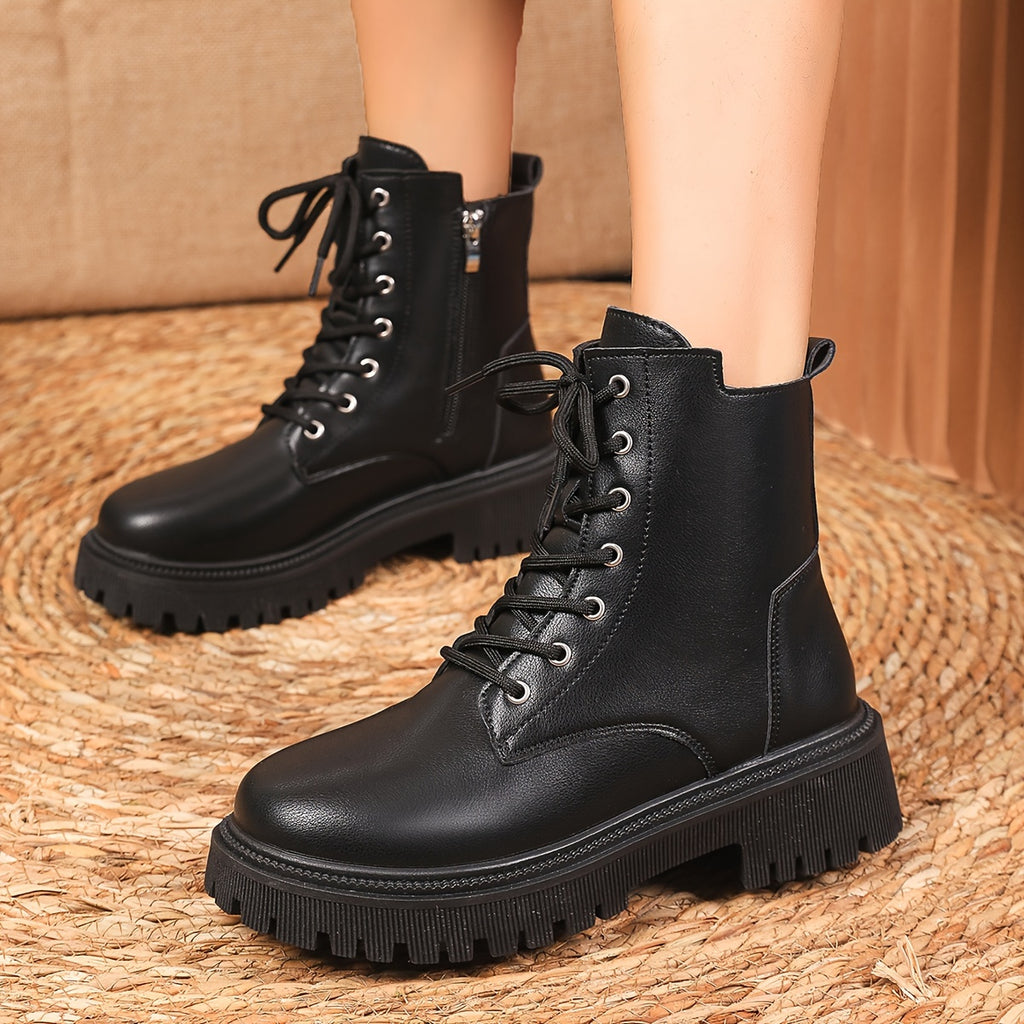 Bottines Femme Similicuir Noires à Lacets, vue 5