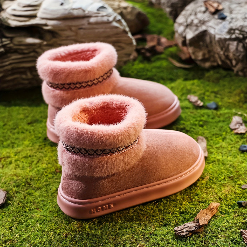 Bottes Fourrées Femme, Tissu Effet Daim – coloris rose, vue 2