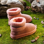 Bottes Fourrées Femme, Tissu Effet Daim – coloris rose, vue 2