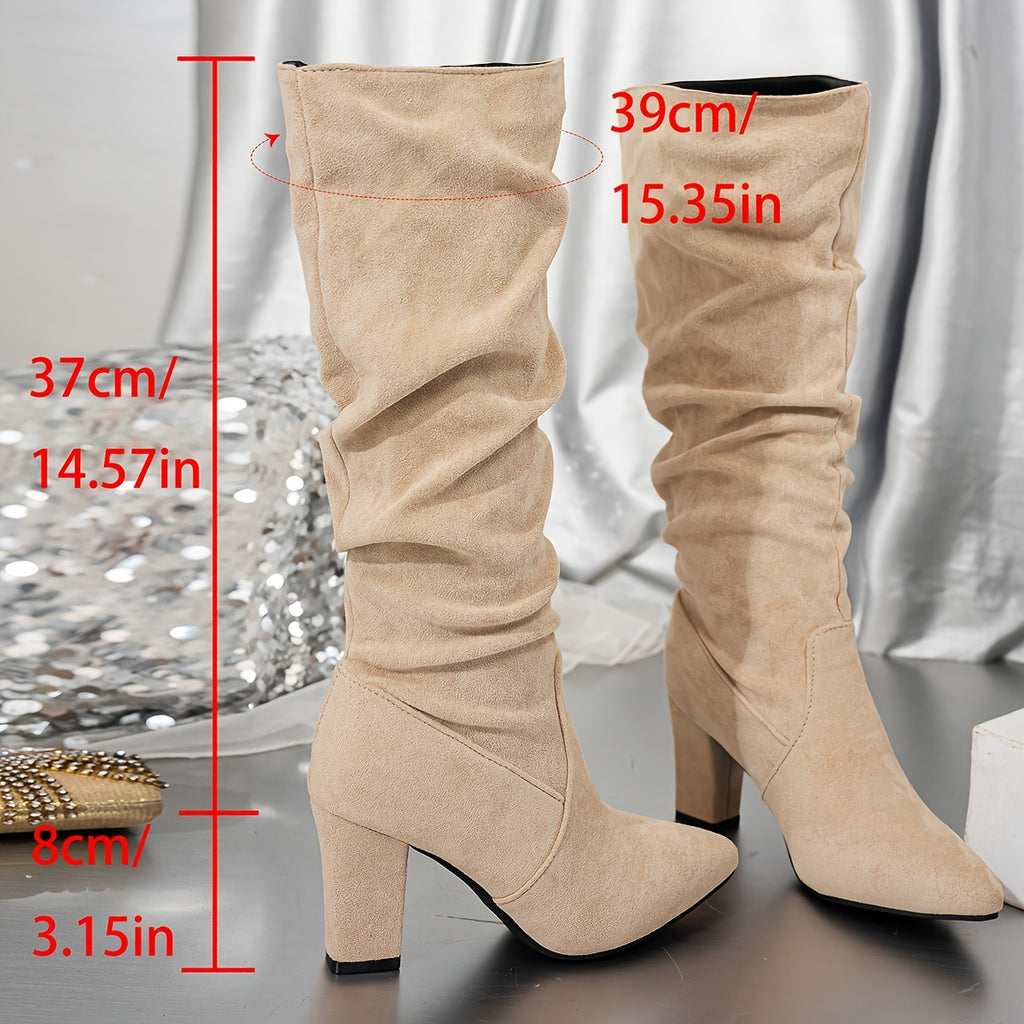 Bottes Femme Mi-Mollet, Talon Bloc, Bout Pointu, vue 5