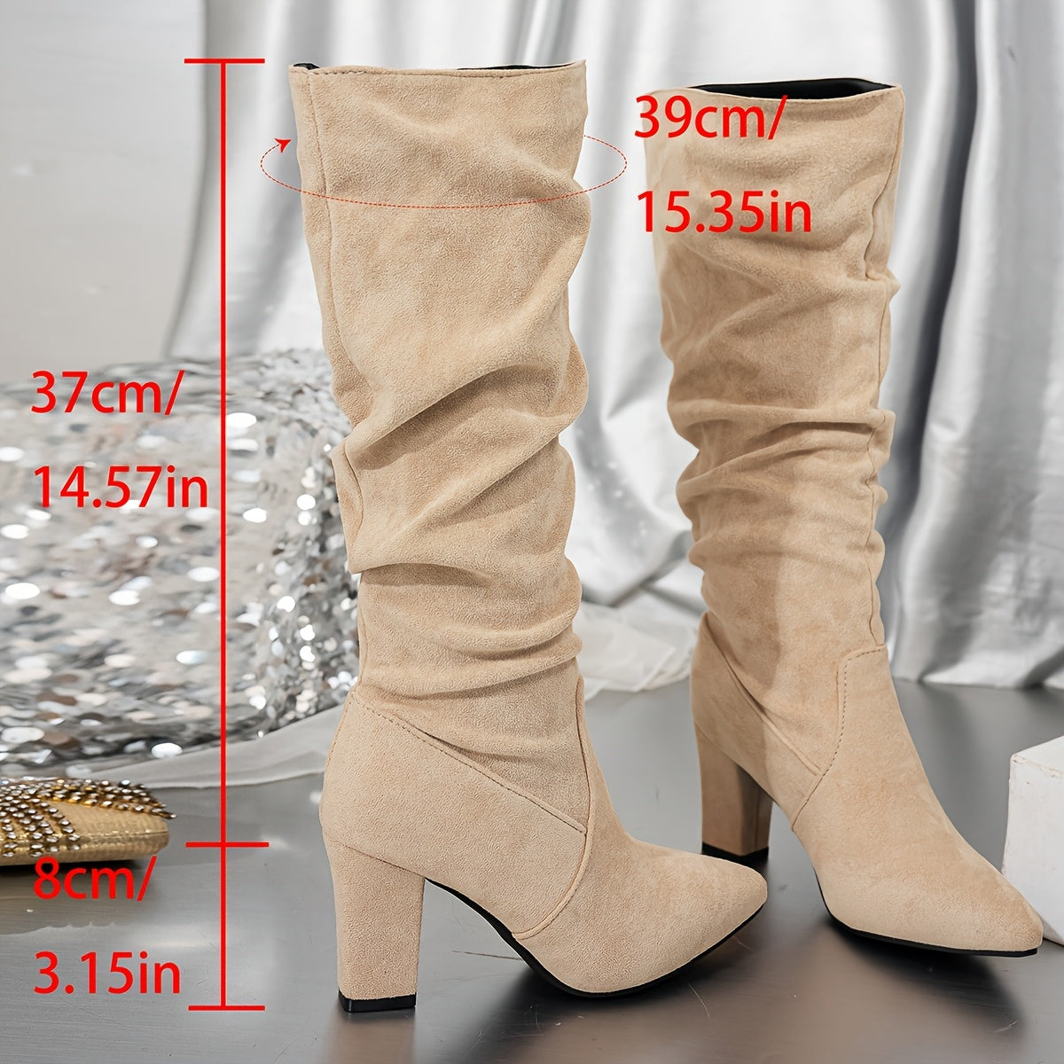 Bottes Femme Mi-Mollet, Talon Bloc, Bout Pointu, vue 5