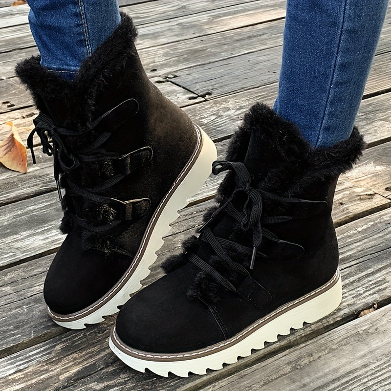 Bottes de Neige Femme Flanelle, Lacets