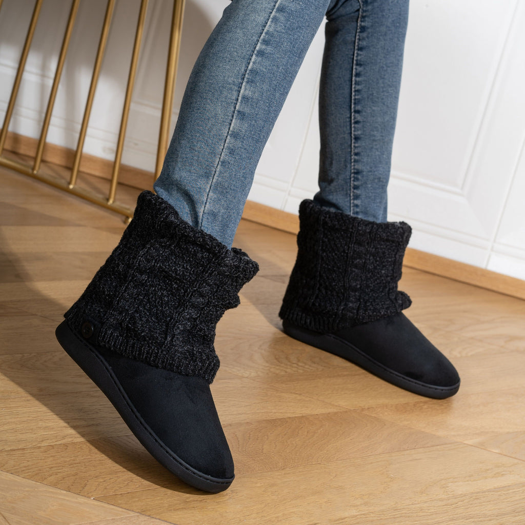 Chausson Botte Femme Maille Torsadée, Doublure Peluche, vue 3