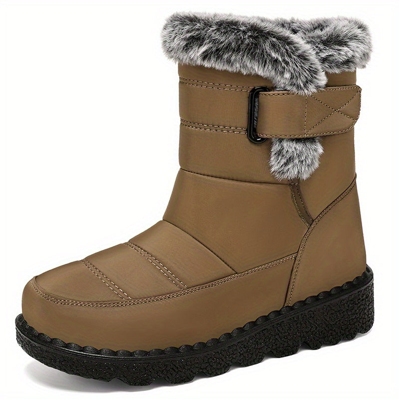 Bottes de Neige Femme, Semelle Plateforme – coloris café