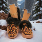 Chausson Botte Femme Plateforme, Col Fourrure – coloris café