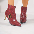 Bottines Femme Effet Croco ou Zèbre, Similicuir, Boucle Dorée, vue 8
