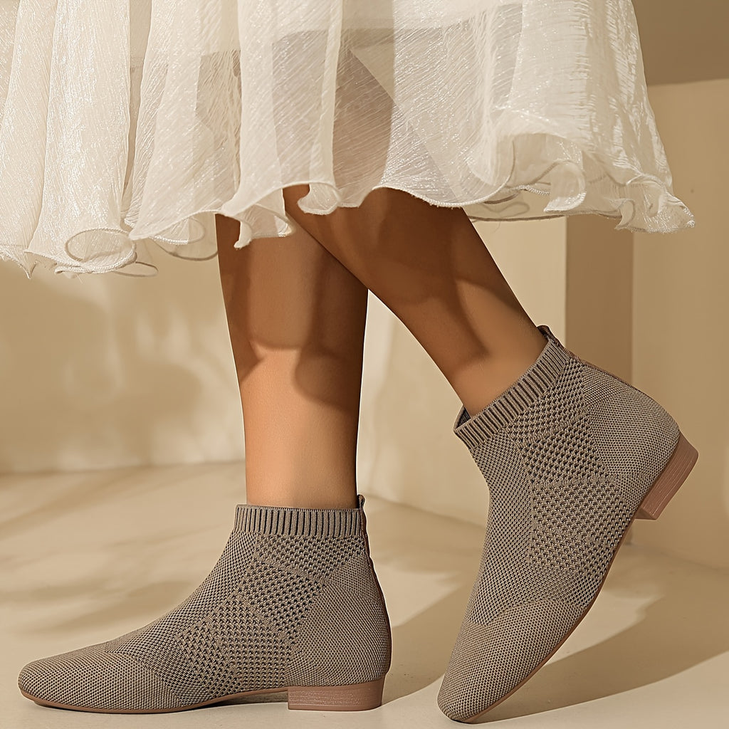 Bottines Chaussettes Femme Tricot, Bout Carré, vue 8