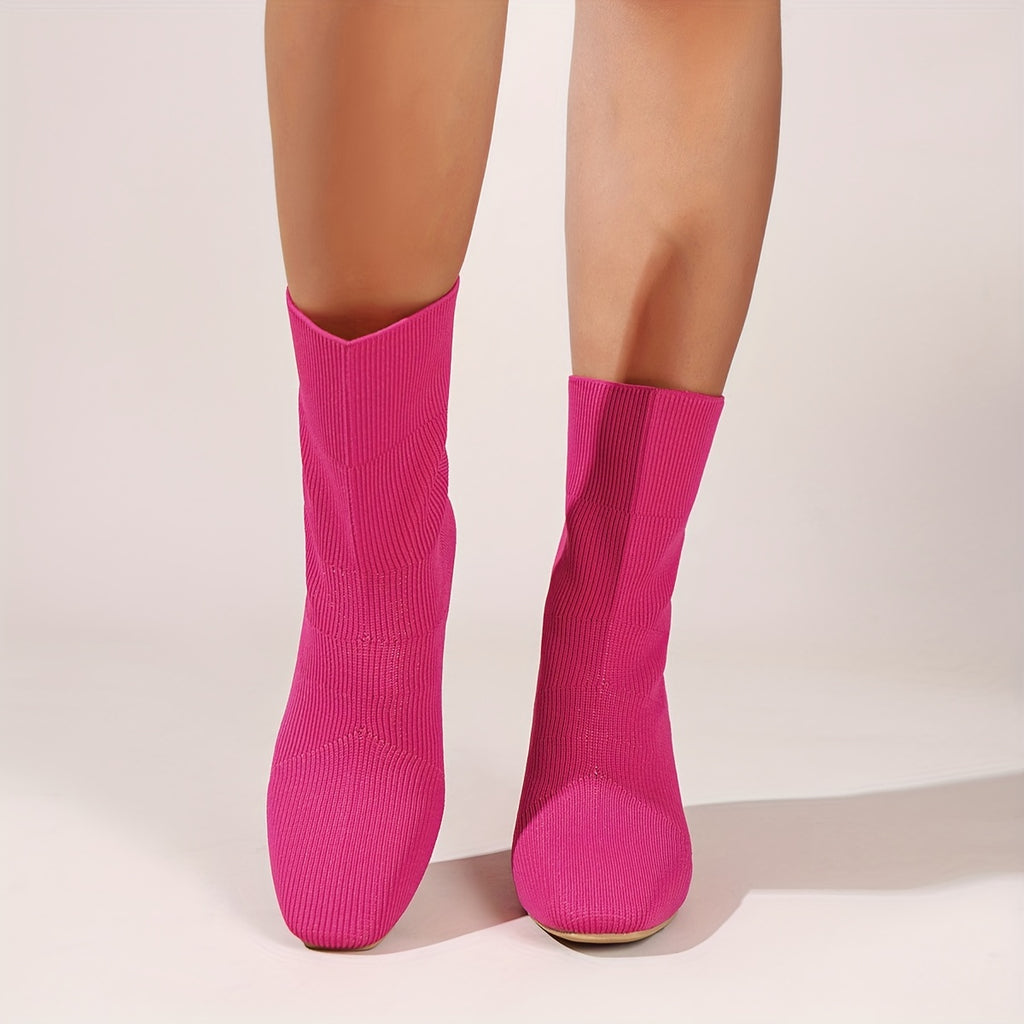 Bottes Chaussettes Femme en Tricot, Talon Bloc, vue 5