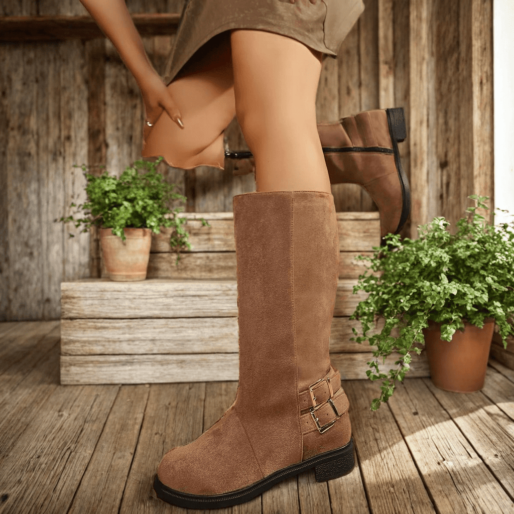 Bottes Hautes Femme Mollet Large, Aspect Daim, Fourrées, vue 9