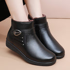 Bottines Chaudes Femme Similicuir Noir, Doublure Flanelle, vue 3