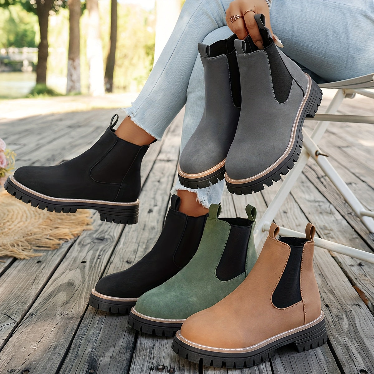 Bottes Chelsea Femme Similicuir Mat, Semelle Crantée, vue 2