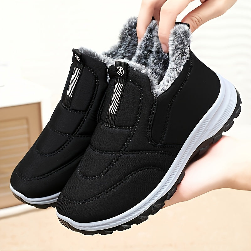 Bottines Fourrées Femme Basses, à Enfiler, Style Basket – coloris noir