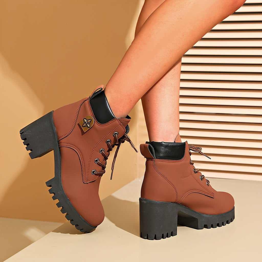 Bottes à Lacets Femme, Talon Haut Cranté, 5 Coloris, vue 8