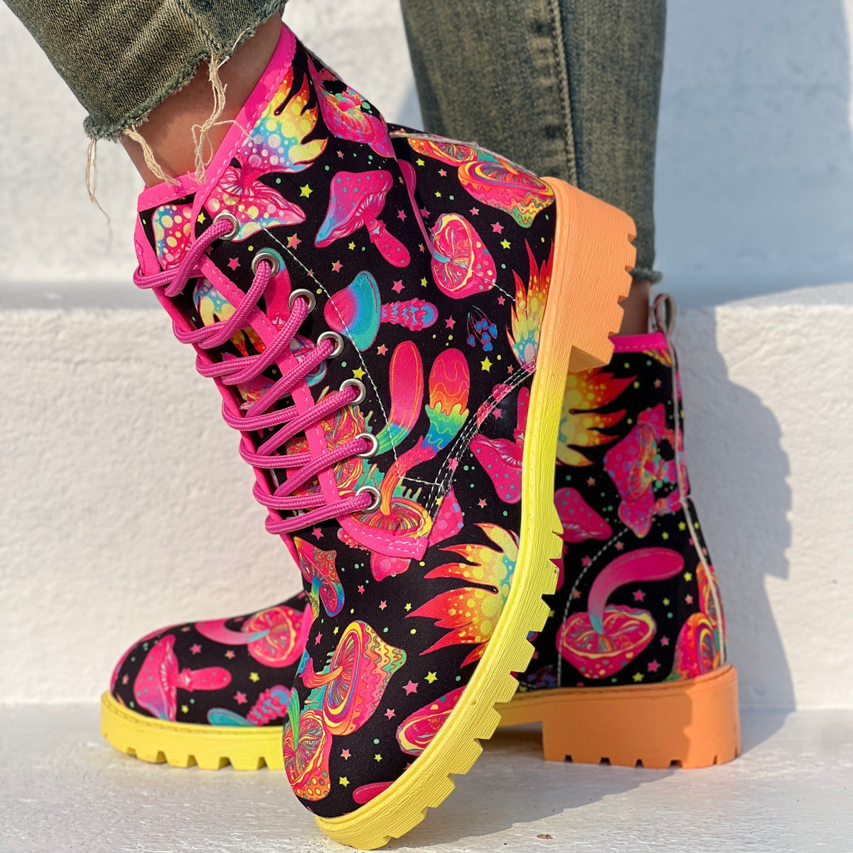 Bottes Rangers Femme à Lacets, Tissu Imprimé, vue 10