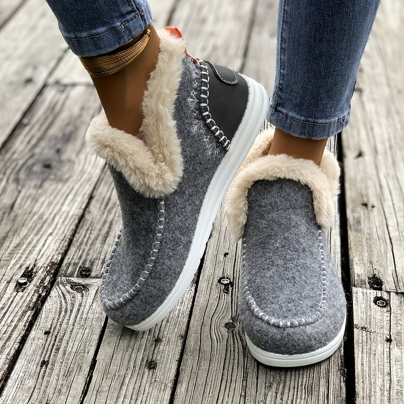 Bottines Femme Cheville, Flanelle, à Enfiler – coloris gris clair