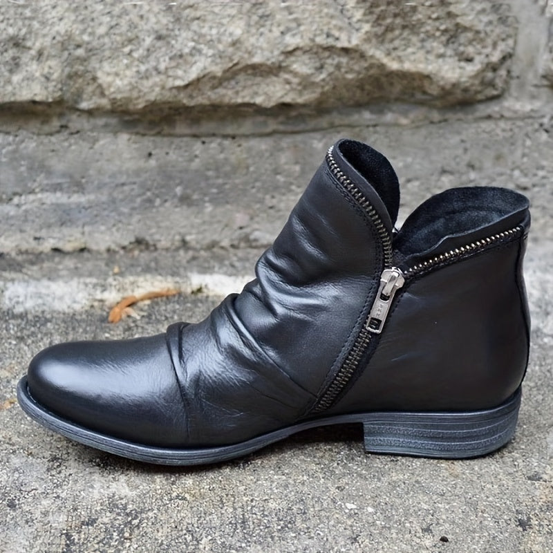 Bottines Femme Double Zip, Talon Bas, vue 3