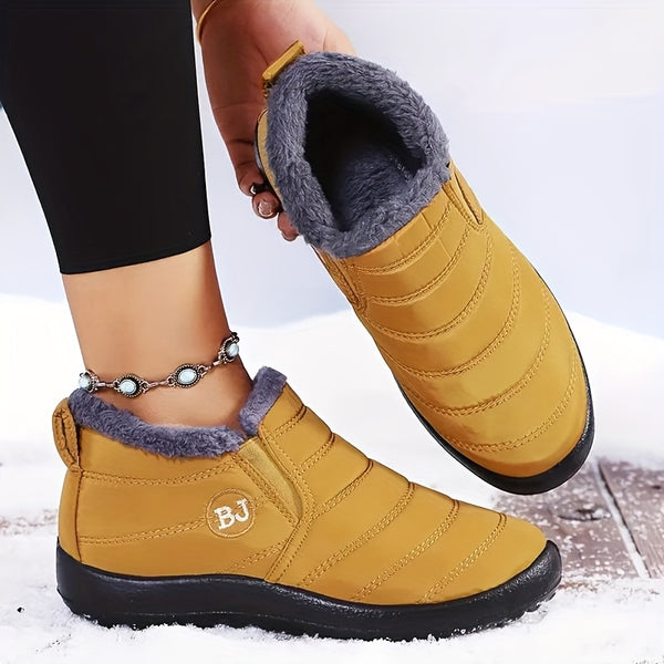 Bottines de Neige Femme, Antidérapantes, à Enfiler – coloris moutarde