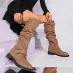 Bottes Hautes Femme, Boucle Décorative – coloris camel