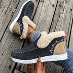 Bottines Femme Cheville, Flanelle, à Enfiler – coloris gris foncé, vue 2
