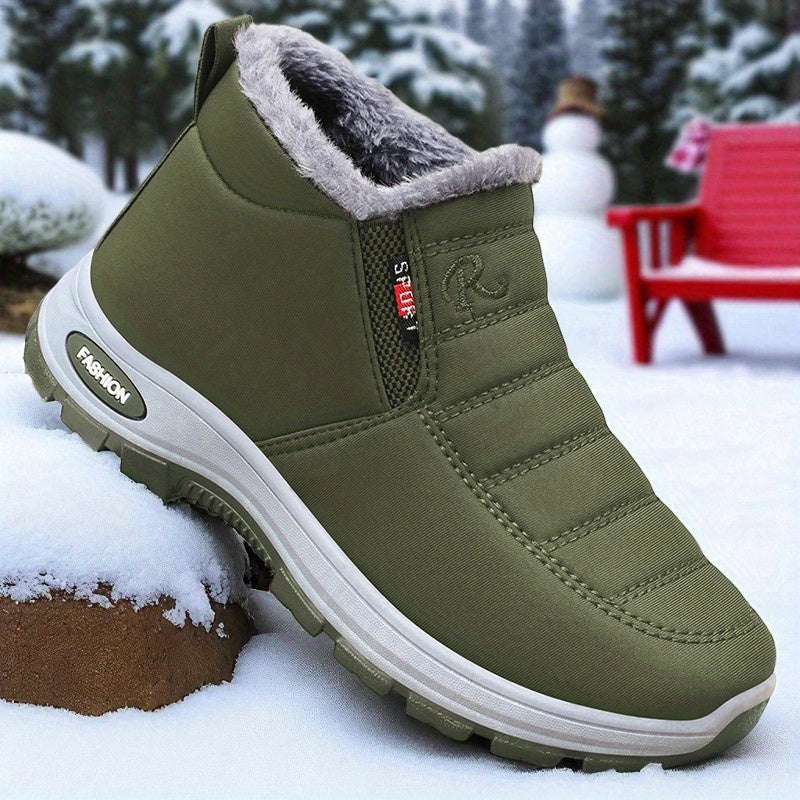 Bottines Chaudes Femme à Enfiler, Matelassées, Peluche – coloris vert fougère