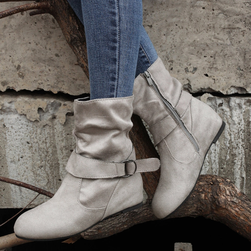 Bottines Femme Tissu, Fermeture à Boucle – coloris gris, vue 6