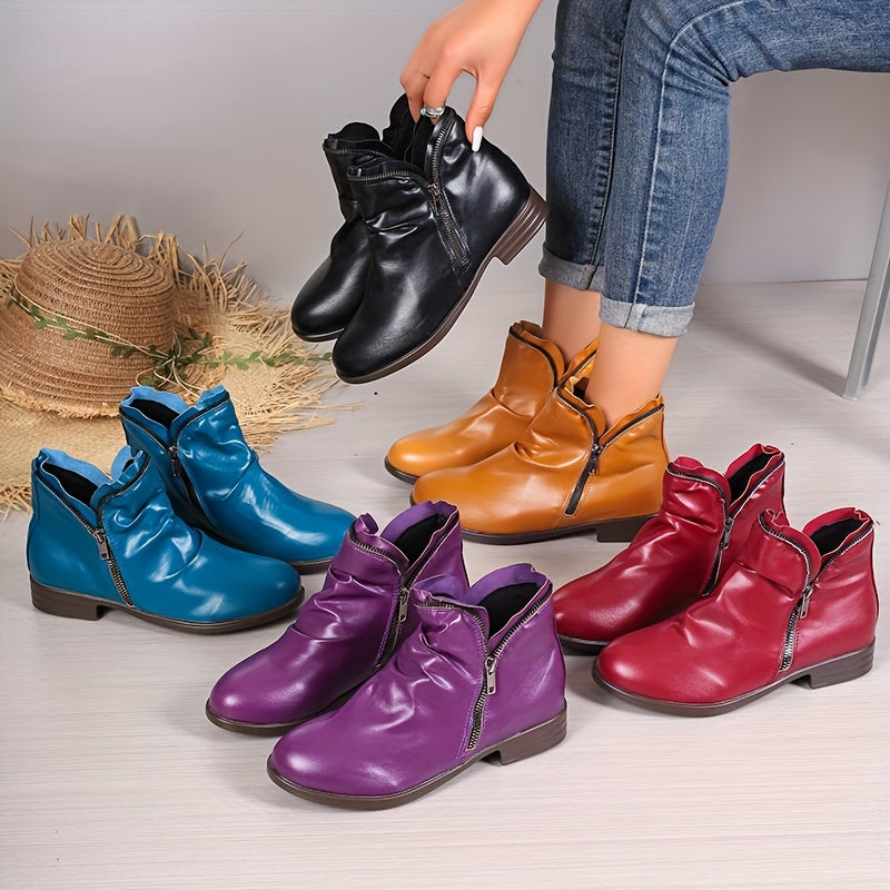 Bottines Femme Double Zip, Talon Bas, vue 6