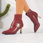 Bottines Femme Effet Croco ou Zèbre, Similicuir, Boucle Dorée, vue 7
