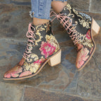Bottes Brodées Fleurs, Talon Bloc, vue 5