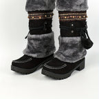 Bottes Hautes Femme en Tissu Effet Daim
