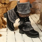 Bottes Hautes Femme en Tissu Effet Daim, vue 5