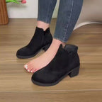 Bottines Femme Talon Bloc, Aspect Daim, Zip Latéral, vue 6