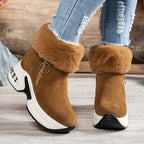 Bottines Plateforme Effet Daim, Col Fausse Fourrure, vue 5