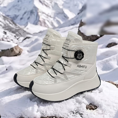 Bottes d'Hiver Femme, Similicuir, Semelle Plateforme – coloris beige