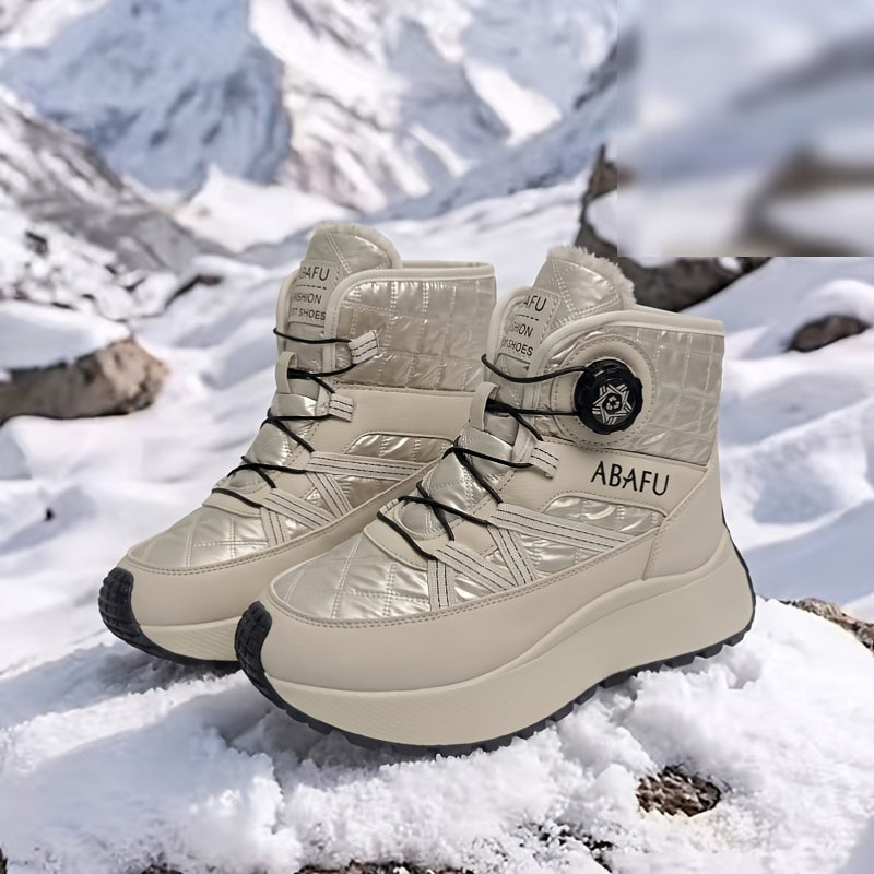 Bottes d'Hiver Femme, Similicuir, Semelle Plateforme – coloris kaki