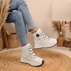 Bottes d'Hiver Femme, Similicuir, Semelle Plateforme