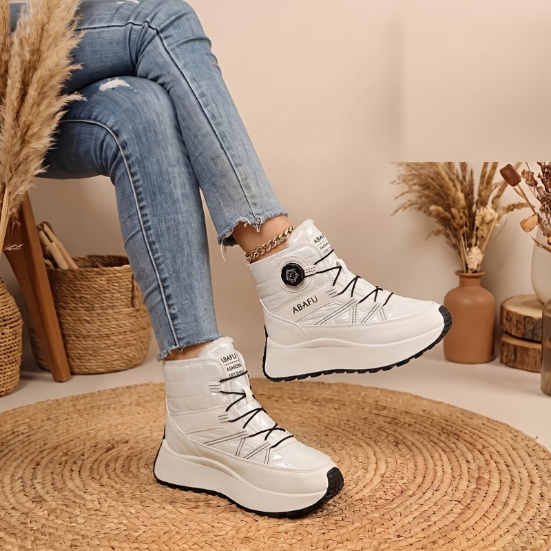 Bottes d'Hiver Femme, Similicuir, Semelle Plateforme, vue 4