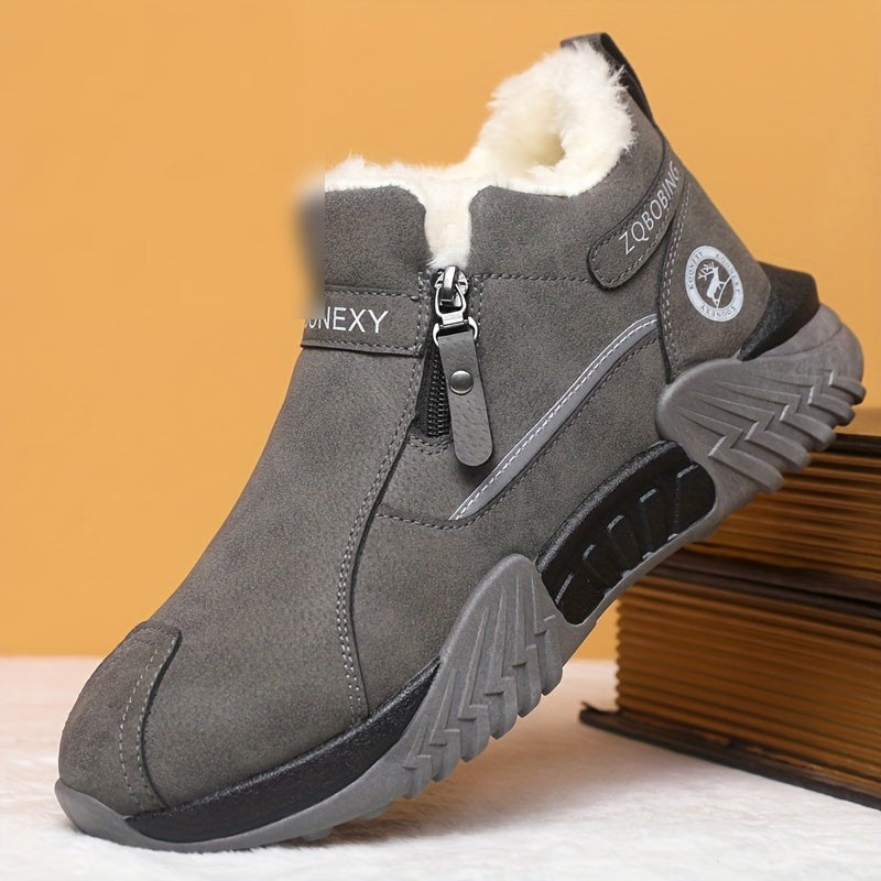Bottes de Neige Unisexe, Similicuir, Fermeture Zip – coloris gris