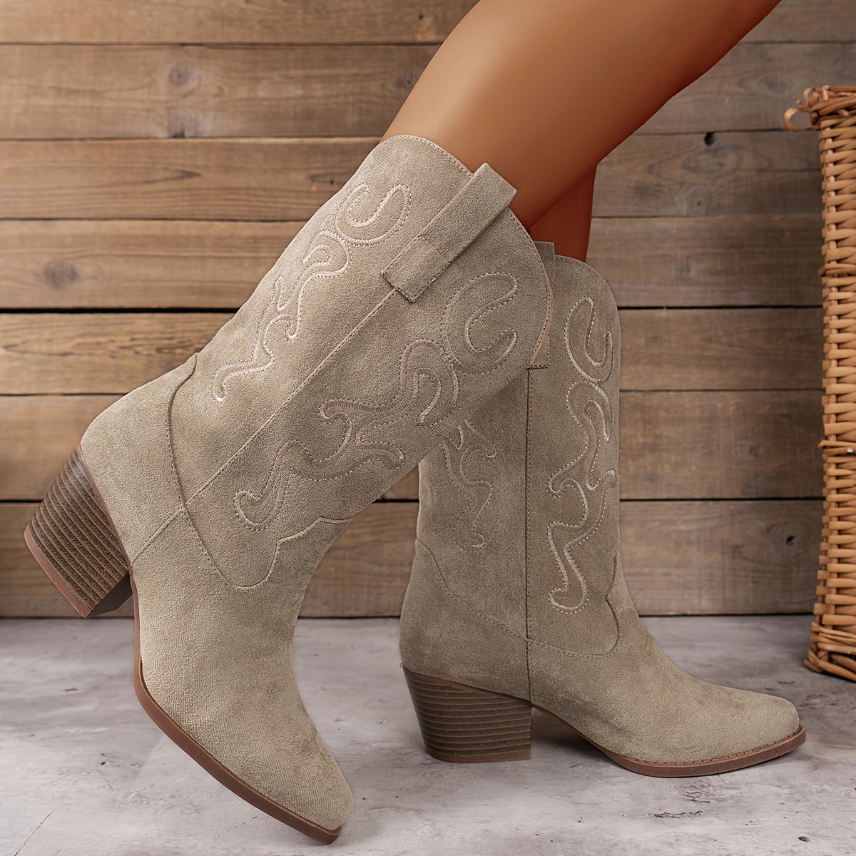 Bottes Cowboy Femme Brodées, Bout Pointu