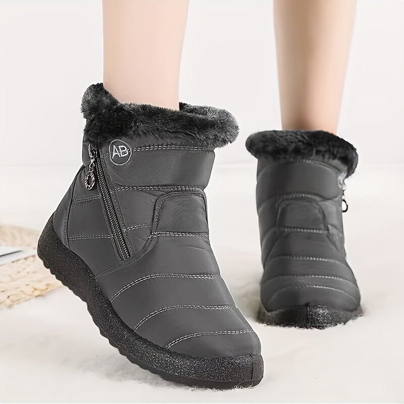 Bottes d'Hiver Femme Matelassées, Fermeture Zip – coloris gris