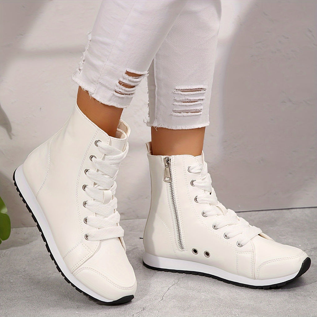 Bottines Sport Femme Similicuir, Lacets et Zip, vue 5