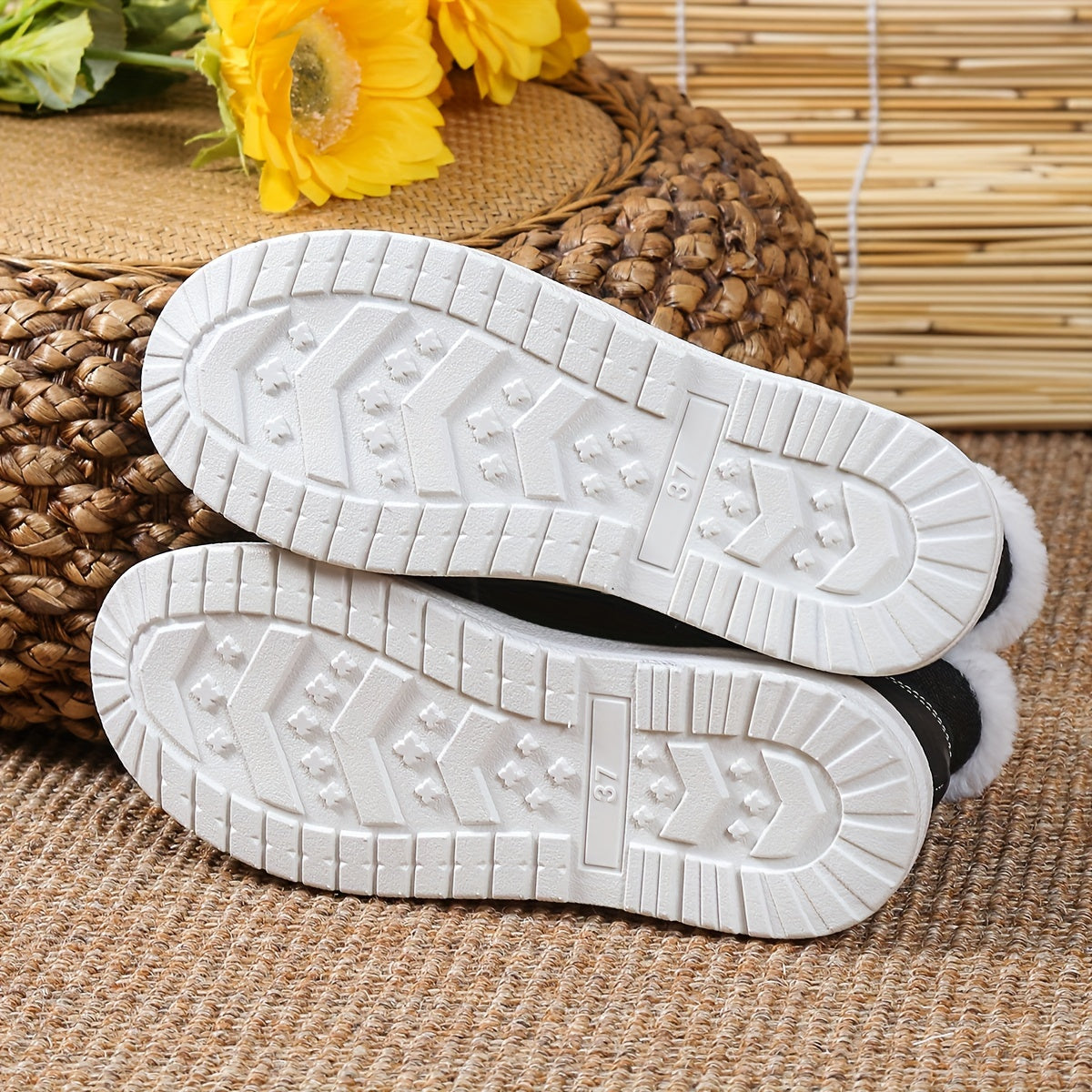 Bottes Fourrées Femme Courtes en Tissu, Lacets Élastiques, vue 10