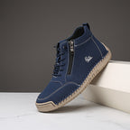 Bottines Plates Femme Similicuir, Lacets et Zip – coloris bleu royal