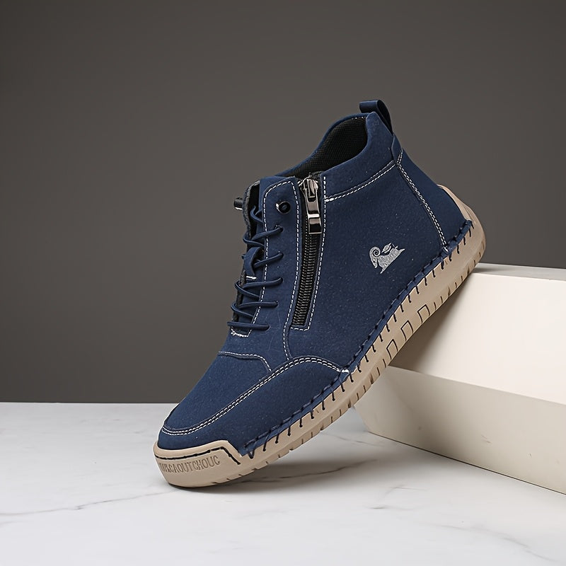 Bottines Plates Femme Similicuir, Lacets et Zip – coloris bleu royal