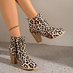Bottines Femme Talon Haut, Fermeture Latérale – coloris léopard