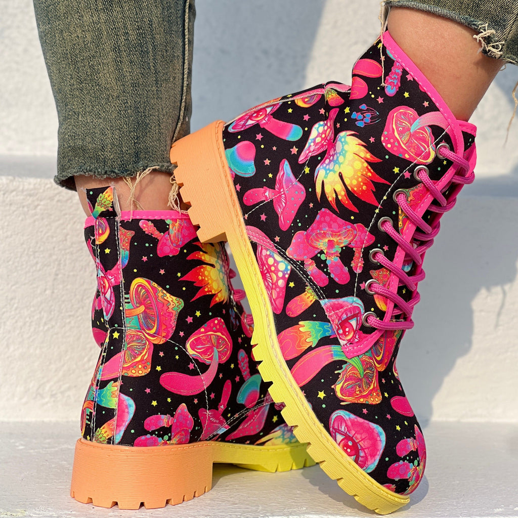 Bottes Rangers Femme à Lacets, Tissu Imprimé, vue 8