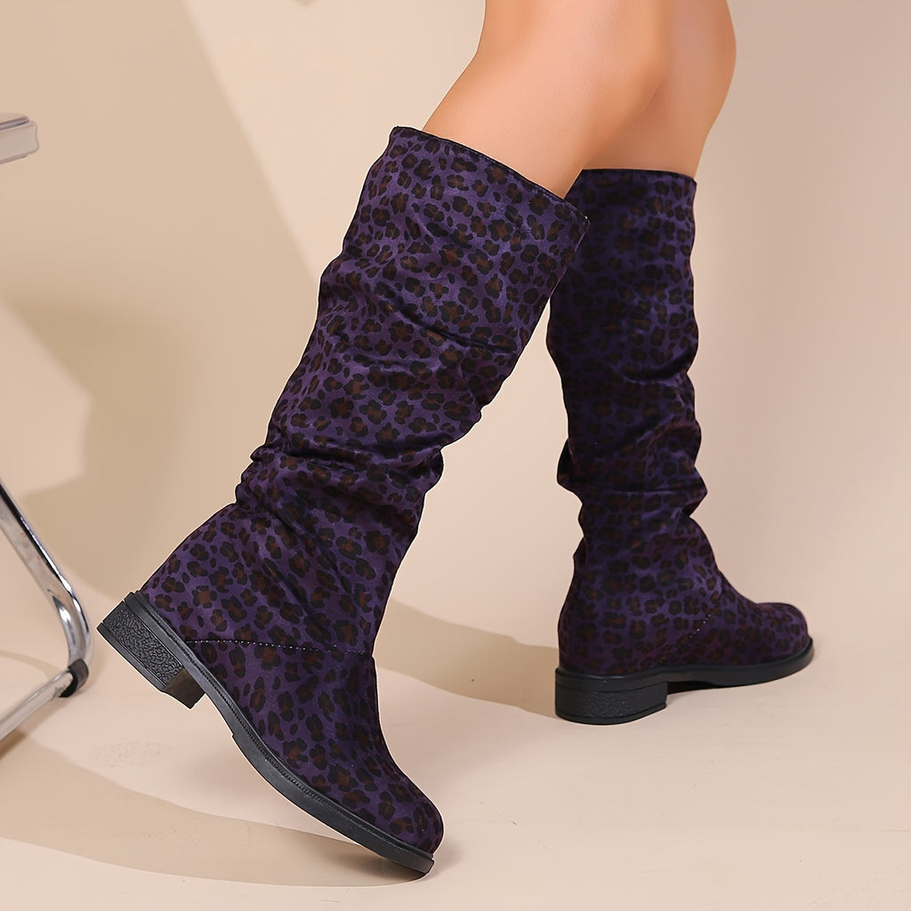 Bottes Hautes Femme Imprimé Léopard, Talon Bas, vue 16